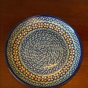 Polish Pottery Plate - Salad/Dessert (7 3/4") - Blue Yonder